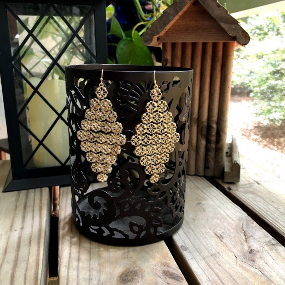 2/$10 Gold Tone Floral Drop Earrings